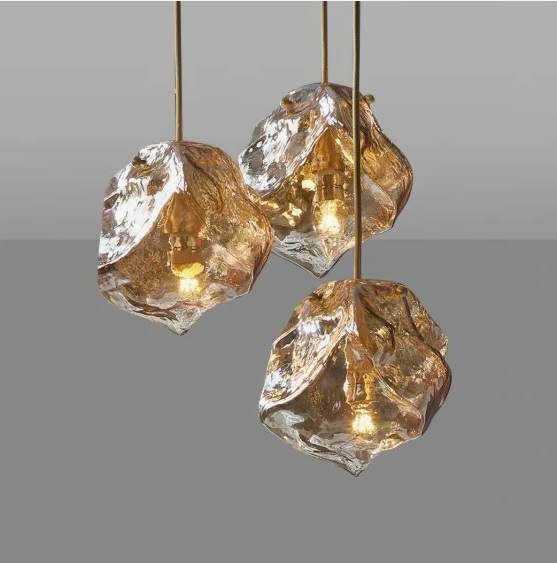 Светильник подвесной ElegantLight DZN-13794 БРОНЗА + ЯНТАРЬ ` D300/H1500/3/E27/60W LAVA