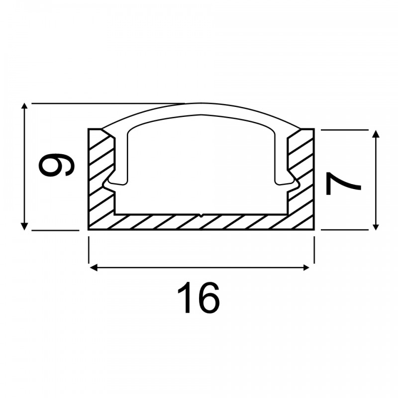 Профиль GAL-GLS-2000-7-16 (2м профиль+2м рассеив.+2загл.+4 скобы) GNRL RSP (pro261аналог) 1/5 07*16