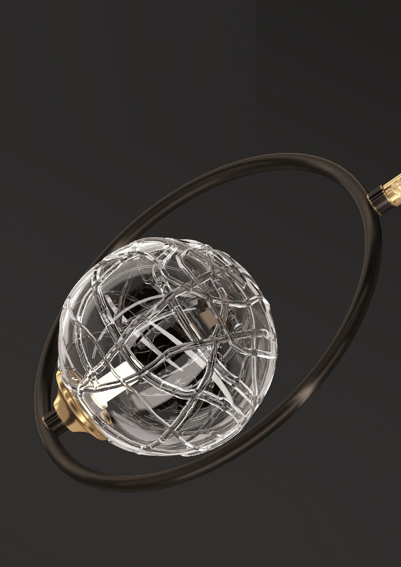 Светильник подвесной ElegantLight DZN-10448 ЧЕРНЫЙ ` D230/H1500/1/G9/10W GLACIAL плафон акрил 120мм