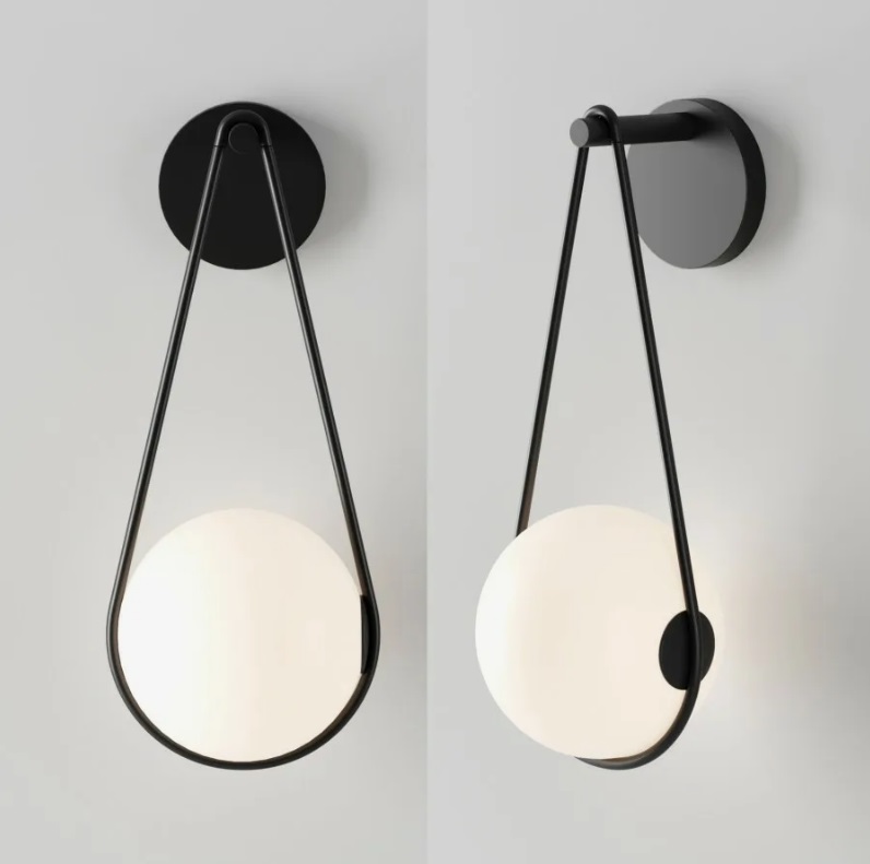 Светильник DZN-13849 ЧЕРНЫЙ ` L150*W250/H400/1/E27/10W D150mm белое матовое стекло