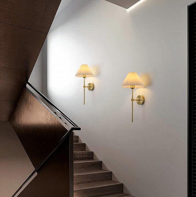 Светильник DZN-13875 ЗОЛОТАЯ БРОНЗА + БЕЛЫЙ ` D240/H490/1/E27/40W PLEATED