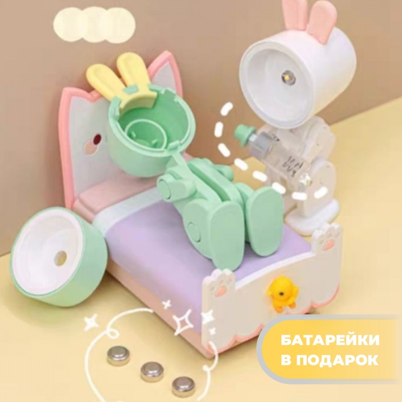 Светильник SPF-13032 ГОЛУБОЙ RABBIT Ночник-игрушка с фонариком светодиодный Крoлик с мaгнитом 24-02