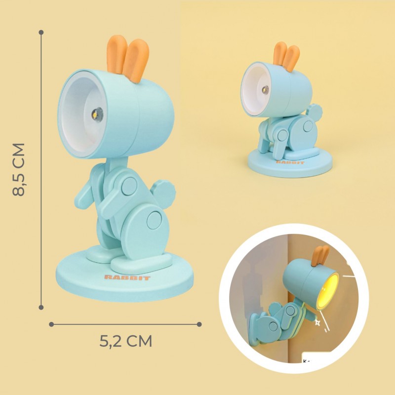 Светильник SPF-13032 ГОЛУБОЙ RABBIT Ночник-игрушка с фонариком светодиодный Крoлик с мaгнитом 24-02