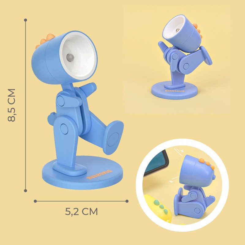 Светильник SPF-13033 СИНИЙ DINOSAUR Ночник-игрушка с фонариком светодиодный Динозаврик с мaгнитом 24