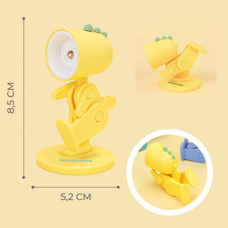 Светильник SPF-13034 ЖЁЛТЫЙ DINOSAUR Ночник-игрушка с фонариком светодиодный Динозаврик с мaгнитом 2