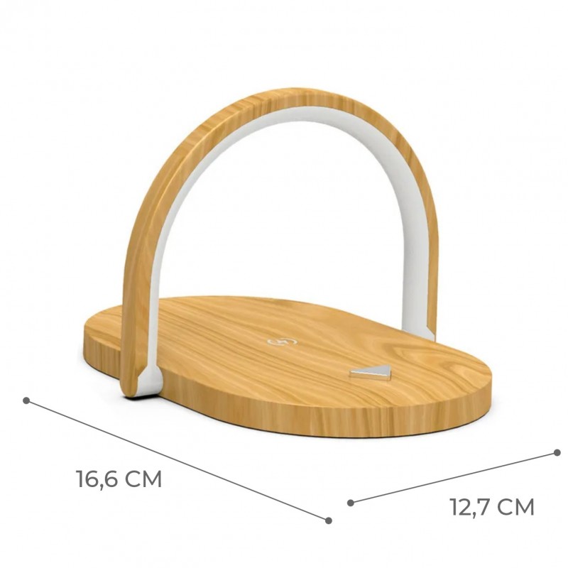 Светильник настольный SPF-13038 СВЕТЛОЕ ДЕРЕВО ` + беспроводная зарядка мощностью 15 Вт 166*127*13 m