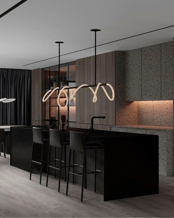 Светильник DZN-45541 ЧЕРНЫЙ ` D1500/H1000 (600+400)/1/LED/./3000K белый матовый силикон FLEI