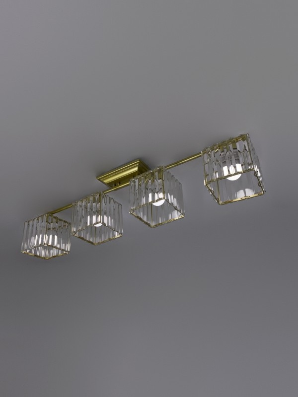 Светильник SPFD-38047 КВАДРАТ TREND GOLD+BRASS/ЗОЛОТО+ЛАТУНЬ ` 840*200*120мм/4/E27/100W без ламп