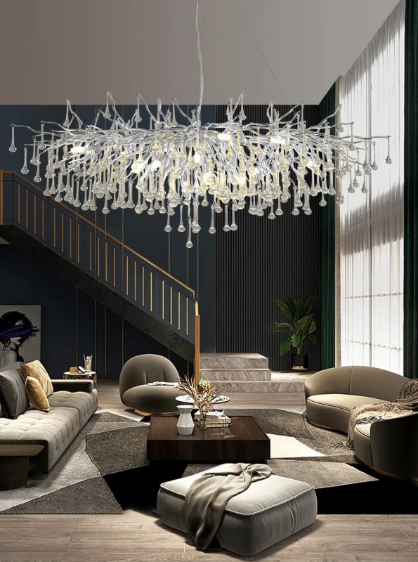 Светильник ElegantLight DZN-8263 SILVER/СЕРЕБРО ` D1800*800/H500/20/E14/10W RAIN 22-10