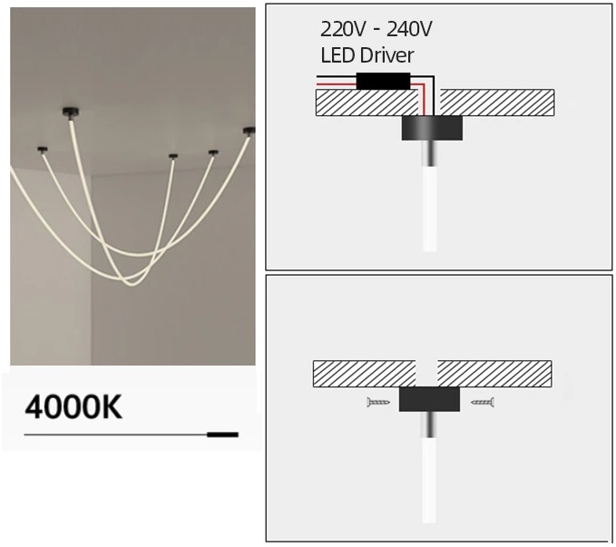 Светильник подвесной ElegantLight DZN-8308 SILICONE ` D22/H1000/1/LED/4000K 24-07 (1/10) 220v