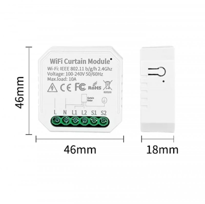 Реле для штор WI-FI CURTAIN MODULE УМНЫЙ-ДОМ max10A IP20 46*46*18mm SPF10580 23-12