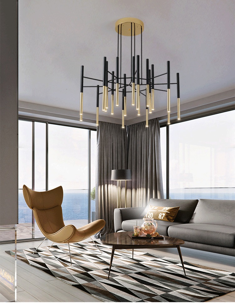 Светильник DZN-13128 ЗОЛОТО/ЧЕРНЫЙ D1000/H450/20/LED/36W/4500K