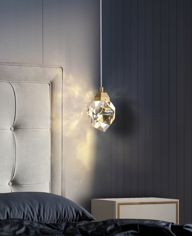 Светильник подвесной ElegantLight DZN-8355 БРОНЗА ` D100/H1500/1/LED/5W/4500K FACETED-STONE 23-05