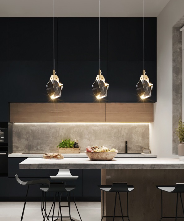 Светильник подвесной ElegantLight DZN-8355 БРОНЗА ` D100/H1500/1/LED/5W/4500K FACETED-STONE 23-05