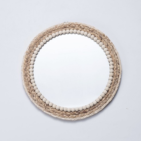 Зеркало декоративное из соломенной веревки круглое D380(300)/H30 SPF-13192
