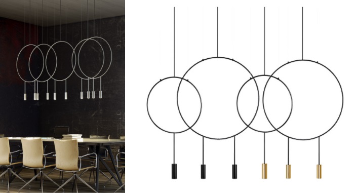 Светильник DZN-3-2-13 BLACK+GOLD/ЧЕРНЫЙ+ЗОЛОТО ` D600/H1200/2/GU10/50W KINK