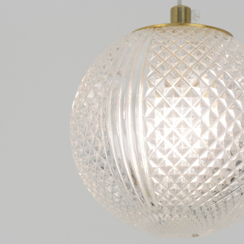 Светильник DZN-13242 БРОНЗА ` D100/H1500/1/G9/4000K стеклянный шар с узором LIGERO 24-12