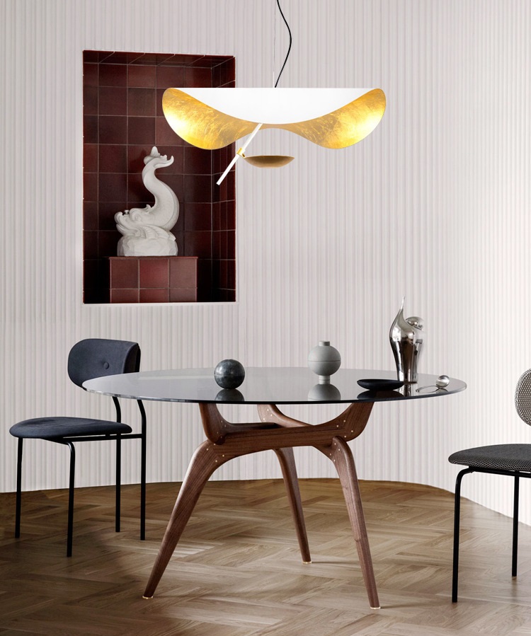 Светильник DZN-8469 БЕЛЫЙ+ЗОЛОТО ФОЛЬГА ` D400/H1200/1/LED/18W/3000K GOLD-TINFOIL 23-09