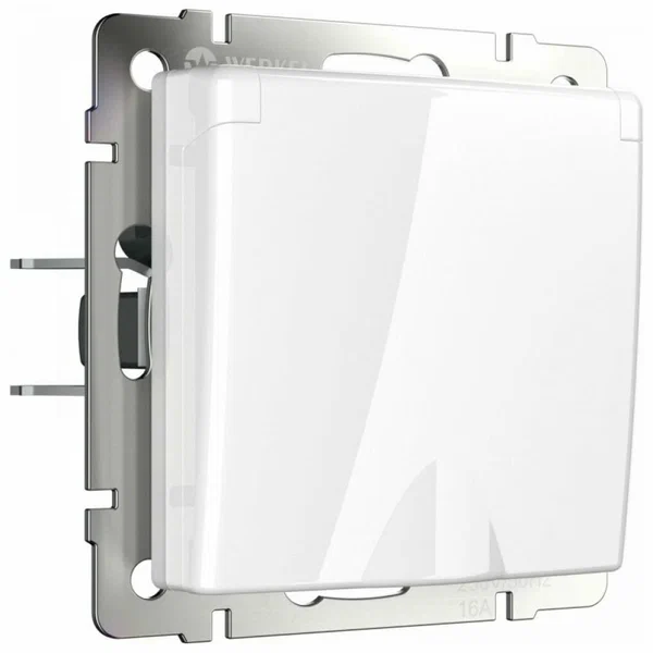 WERKEL Розетка влагозащ. с зазем. с защит. крышкой и шторками (белая) W1171201