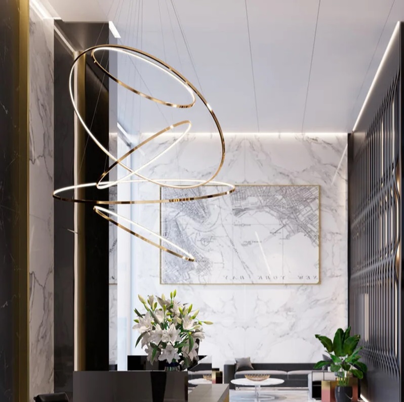 Светильник DZN-13304 ЗОЛОТО D600+800+600+800+600/H3000/5/LED/..W 2.4G AMIA 24-07