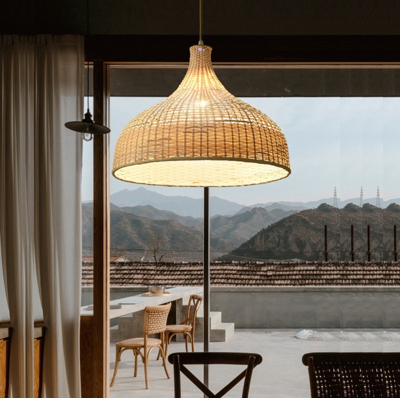 Светильник DZN-8518 РОТАНГ ` D450*330/H1500/1/E27/40W RATTAN WABI-SABI