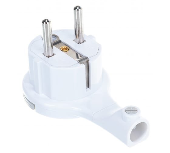 Вилка-невидимка с заземлением белая 16А 250В (5566874)