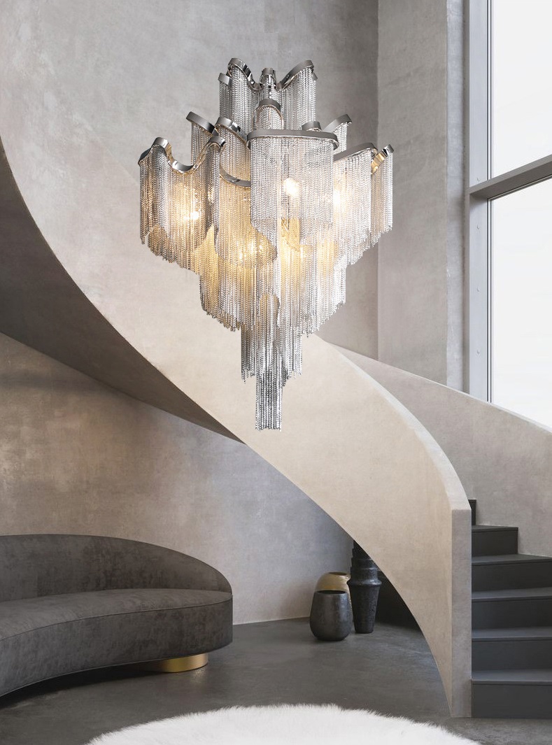 Светильник подвесной SAPFIR SPF-8577 СЕРЕБРО ` D800/H1500/12/E14/40W 23-01 COVER