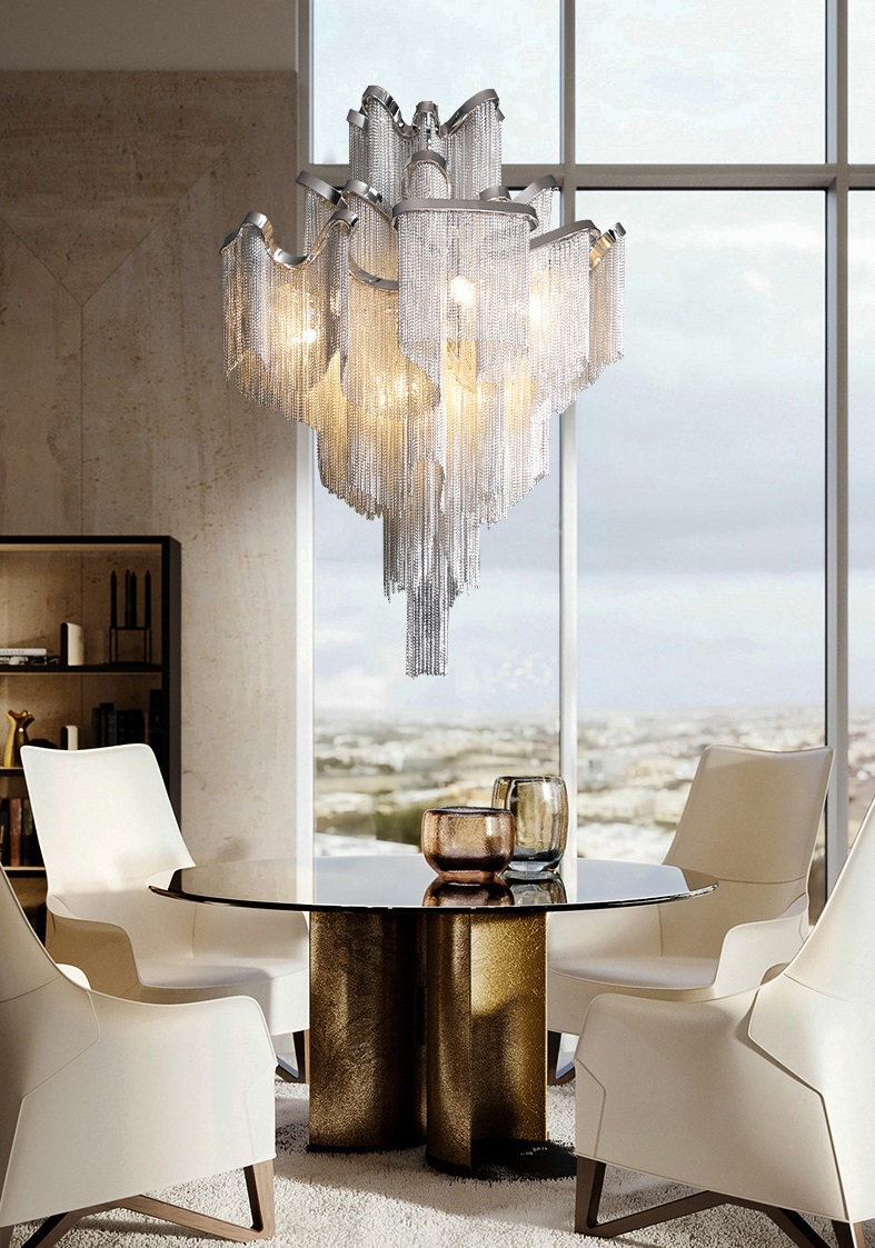 Светильник подвесной SAPFIR SPF-8577 СЕРЕБРО ` D800/H1500/12/E14/40W 23-01 COVER