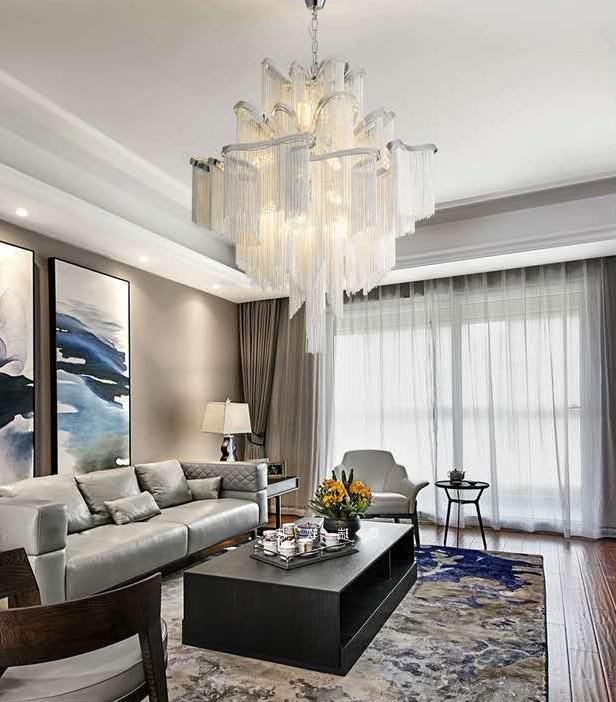 Светильник подвесной SAPFIR SPF-8577 СЕРЕБРО ` D800/H1500/12/E14/40W 23-01 COVER