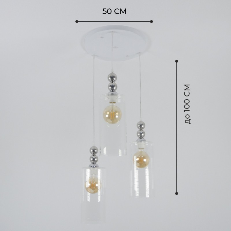 Светильник подвесной SAPFIR SPFD-8632 Белый/ром/White/Chrome/D350/H1000/3/Е27/30W/без ламп Alz