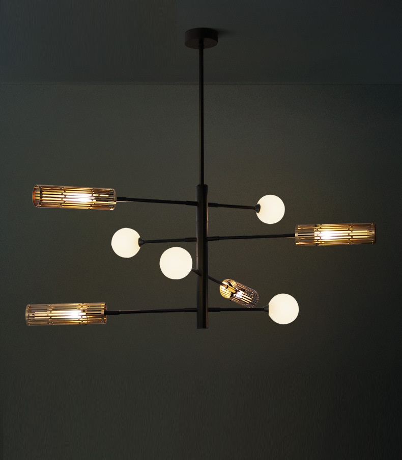 Светильник подвесной ElegantLight DZN-11503 ЧЕРНЫЙ + ЗОЛОТО ` D1150/H1000/8/G4/56W/4500K