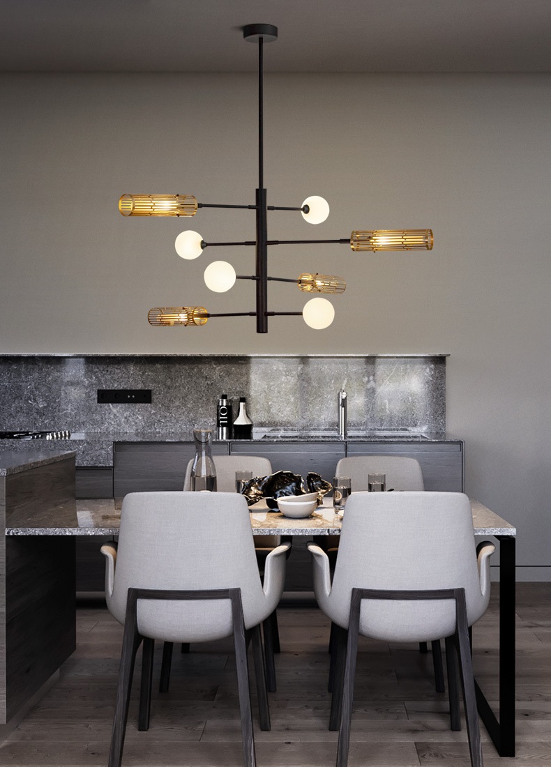 Светильник подвесной ElegantLight DZN-11503 ЧЕРНЫЙ + ЗОЛОТО ` D1150/H1000/8/G4/56W/4500K