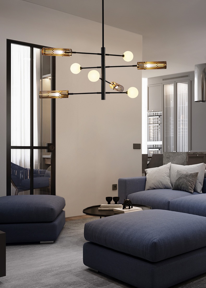 Светильник подвесной ElegantLight DZN-11503 ЧЕРНЫЙ + ЗОЛОТО ` D1150/H1000/8/G4/56W/4500K