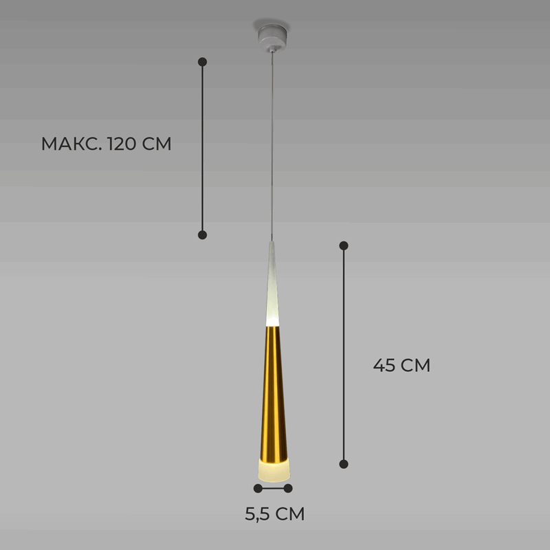 Светильник подвесной SAPFIR SPF-8679 GOLD/ЗОЛОТО ` D55/H450/1/LED/5W/4000K SABICO 22-07