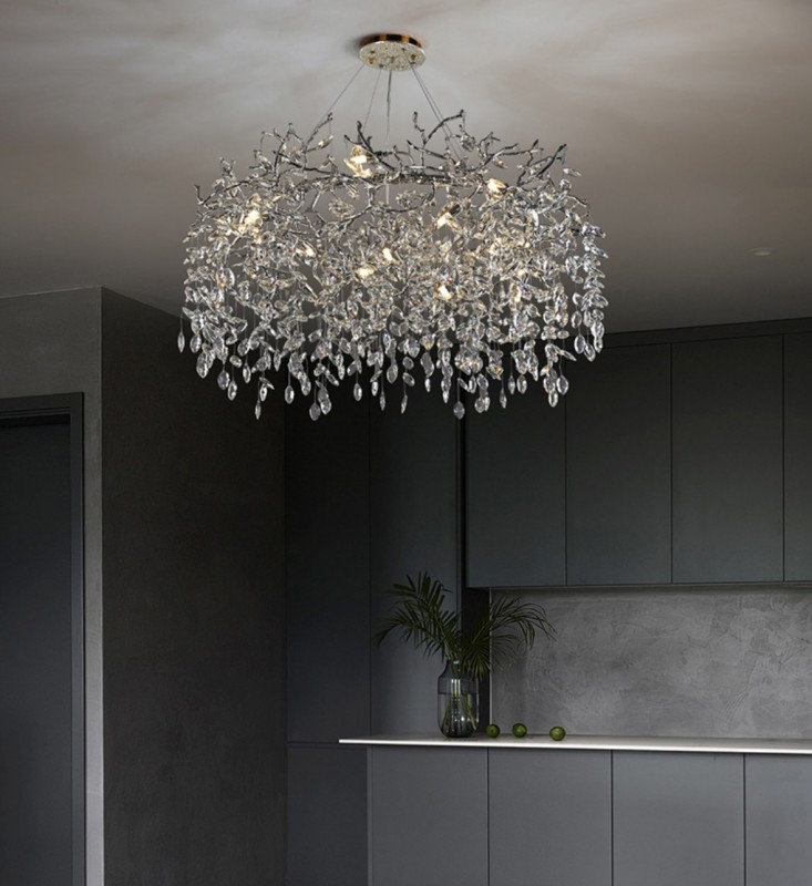 Светильник DZN2-3-27 СЕРЕБРО ` D850*400/H1200/10/G9/40W FAINA