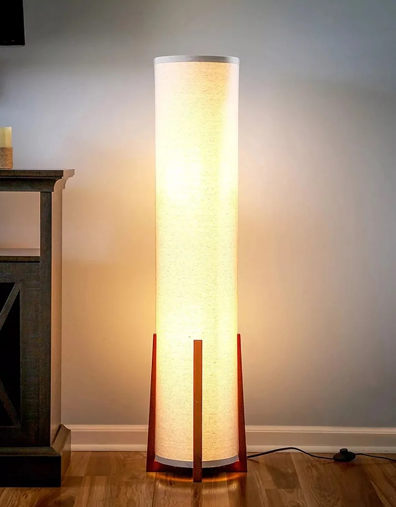 Светильник напольный DZN-11614 ДЕРЕВО + БЕЛЫЙ ` D300/H1200/2/E27/40W абажур 250мм