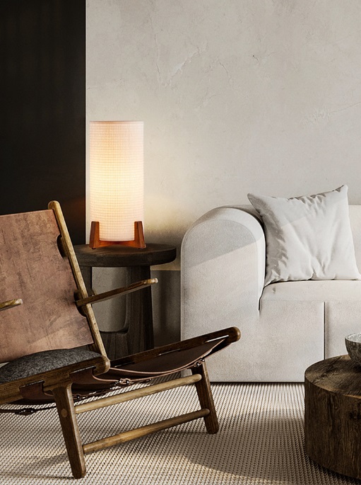 Светильник настольный DZN-11616 ДЕРЕВО + БЕЛЫЙ ` D250/H430/1/E27/40W абажур 190мм