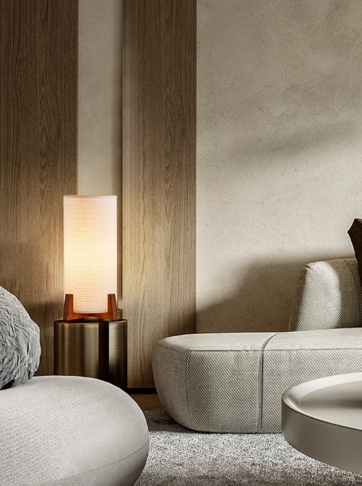 Светильник настольный DZN-11616 ДЕРЕВО + БЕЛЫЙ ` D250/H430/1/E27/40W абажур 190мм