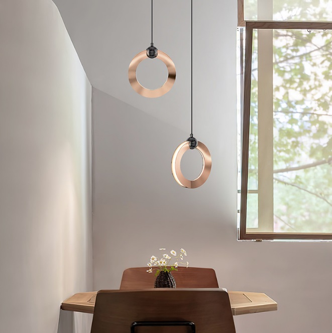 Светильник DZN-50538 РОЗОВОЕ ЗОЛОТО + ЧЕРНЫЙ ` D170/H1500/1/LED/3000K с подъёмным механизмом KARI ON