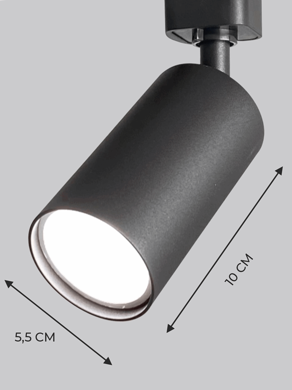 Светильник трековый SPF-4318 BLACK/ЧЕРНЫЙ ` D55/H100/1/GU10/50W 24-12 (1/50)