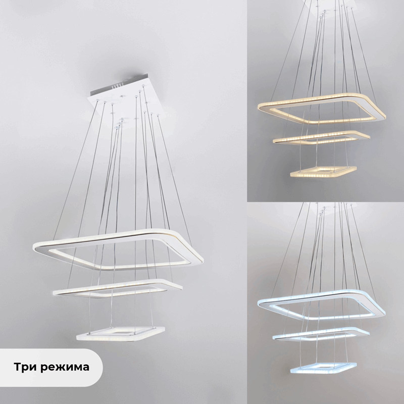 Светильник SPF-37556 БЕЛЫЙ + ЗОЛОТО ` D480+380+210/H1200/3/LED/80W 2.4G DOUBLE SPF22-02