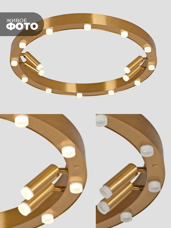 Светильник потолочный ElegantLight DZN-9135 BRONZE ` D650/H100/12+4/LED/48W/3000K 22-10 VISION