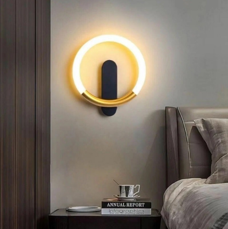 Светильник настенный ElegantLight DZN-11964 ЧЕРНЫЙ + ЗОЛОТО ` D240/H60/1/LED/12W/4500K