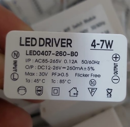 ДРАЙВЕР LED DRIVER (4-7W)*1W 260mA