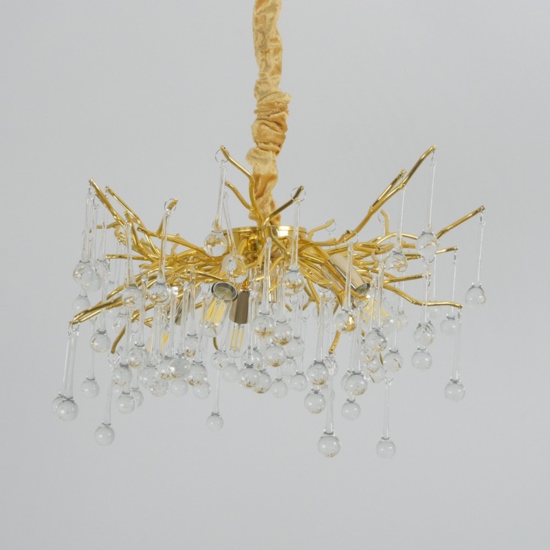 Светильник подвесной SPF-8195 GOLD/ЗОЛОТО ` D600/H2000/10/G9/40W RAIN 22-07