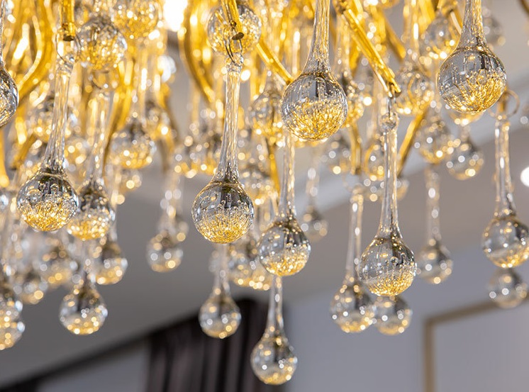 Светильник подвесной ElegantLight DZN-8196 GOLD/ЗОЛОТО ` D800/H2000/12/G9/35W RAIN 22-07