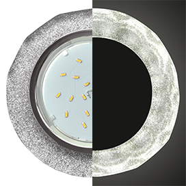 Ecola G53 H4 LD5313 Glass Стекло Круг с вогнутыми гранями с подсветкой хром - серебряный блеск 38x