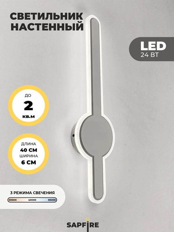 Светильник настенный САПФИР SPF-4797 Белый + ром ` 400мм 1/LED/2*24W BART 22-07 (1 из 10шт в кор