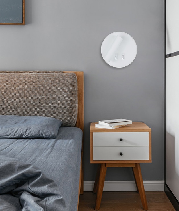 Светильник настенный SAPFIR SPF-4823 WHITE/БЕЛЫЙ ` D145/H70/1/LED/11W/4000K HINGE 23-12