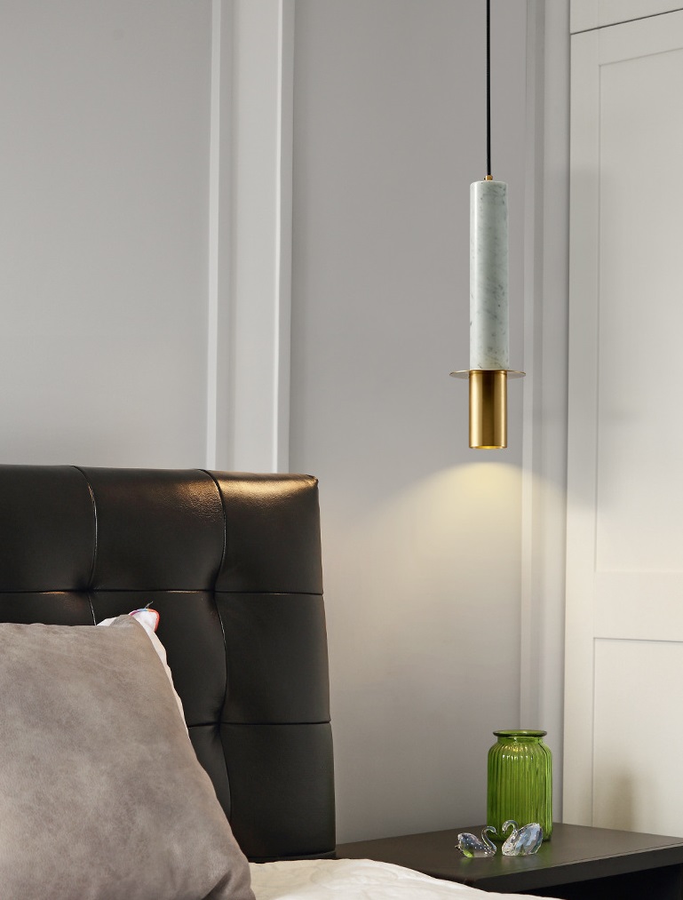 Светильник DZN1-4-96 ЗОЛОТО+БЕЛЫЙ МРАМОР ` D100*300/H1600/1/GU10/50W